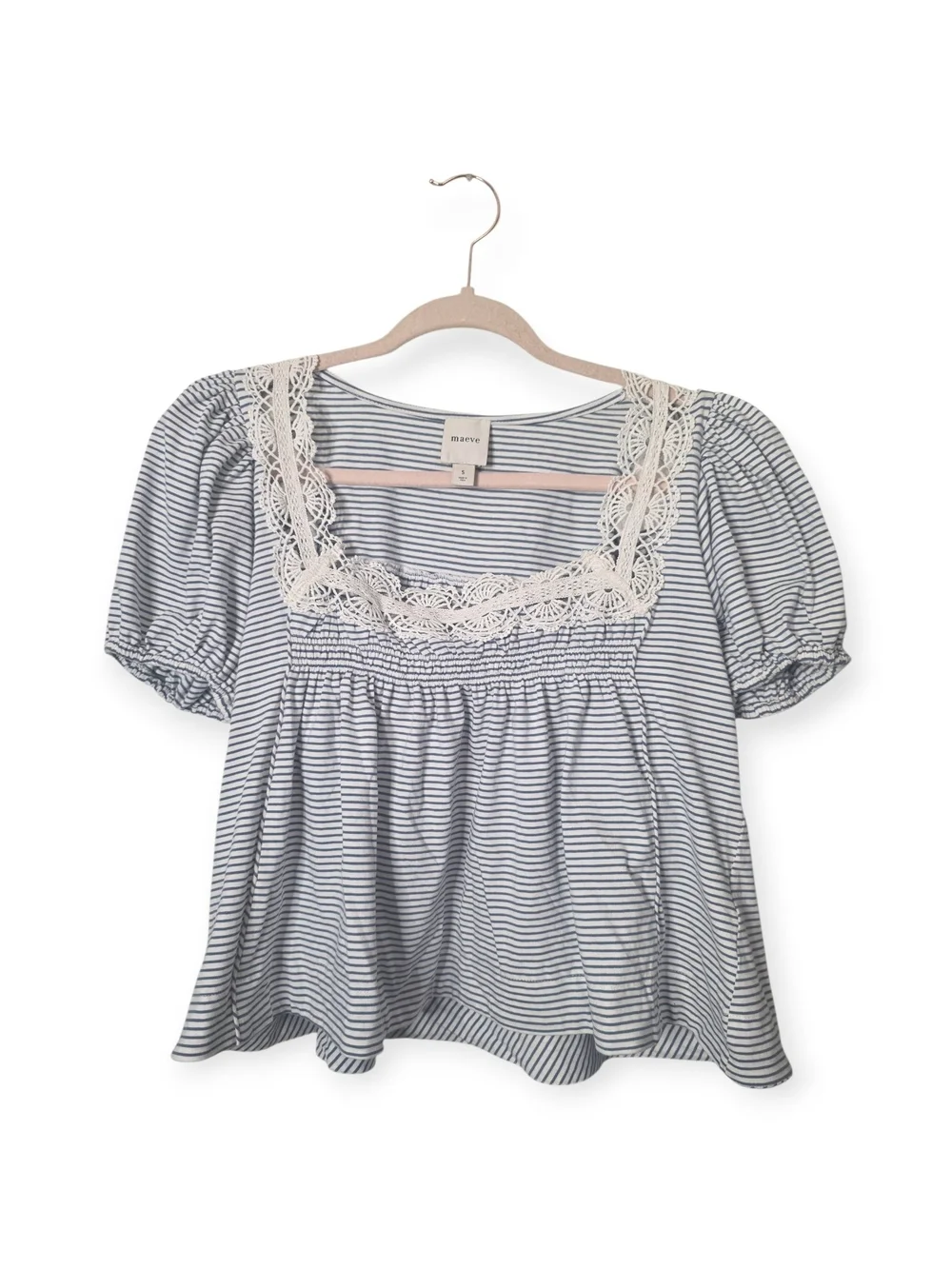 Women's Anthropologie Maeve square neck, puff sleeve swing tee, size small